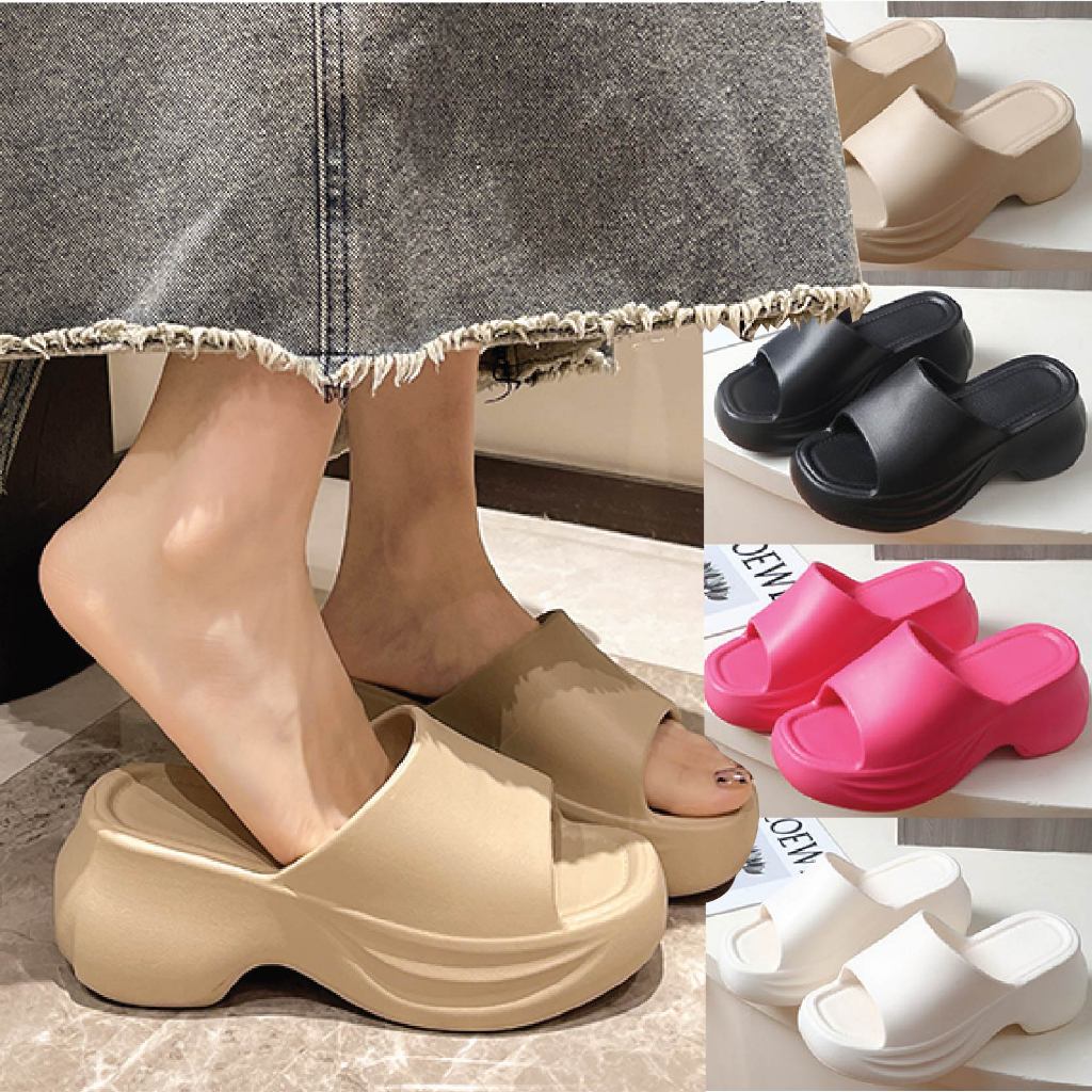 รองเท้าแตะ เปิดส้น ผู้หญิง วัสดุ EVA  พื้นนุ่ม ใส่สบายเท้า พื้นกันลื่น มี5สี รองเท้าแตะส้นสูง #sy194
