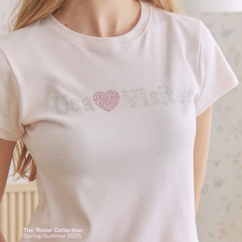 rand0m piece - Usa Visitor Glitter Babytee เสื้อยืดเบบี้ที แต่งเพชร