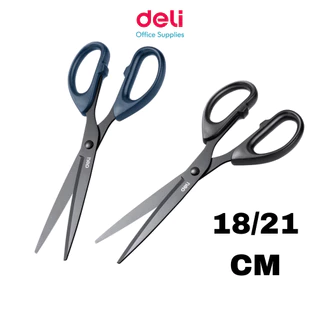 กรรไกร Deli 6009 กรรไกรสำนักงาน สแตนเลสเคลือบดำ กันสนิม คมทน จับถนัดมือ Office Scissors