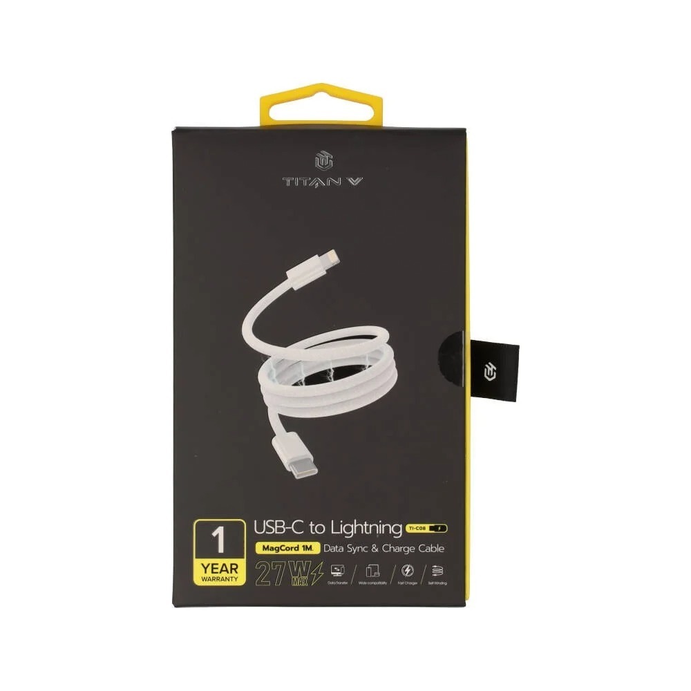 สายชาร์จ TITANV USB-C to Lightning MagCord Cable 27W Super Fast Charge 1M. Knitting White (TI-C08) by Studio7 - รูปที่ 3