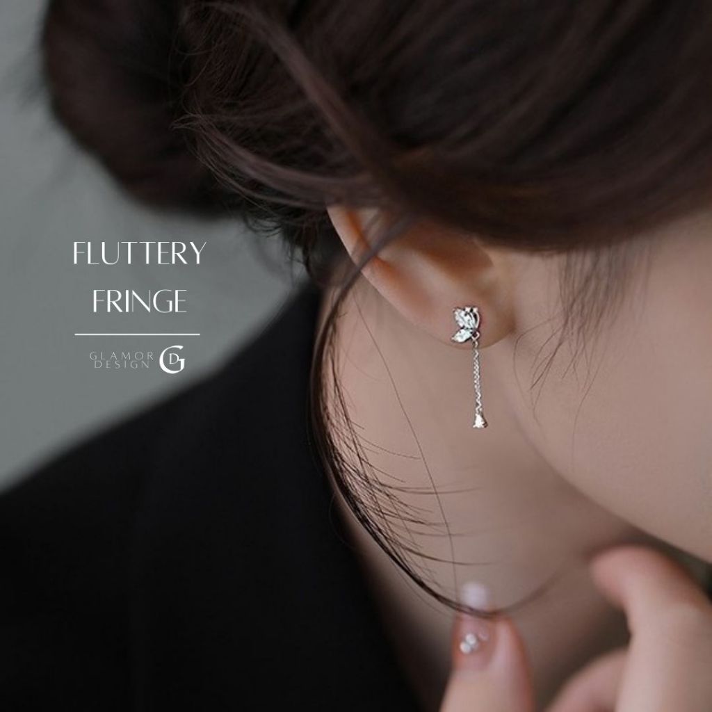 GLAMOR✨ ต่างหูเงินแท้ Fluttery Fringe ต่างหูผีเสื้อเพชรแฟชั่น ดีไซน์บางเบา ใส่ได้ตั้งแต่เช้ายันค่ำ