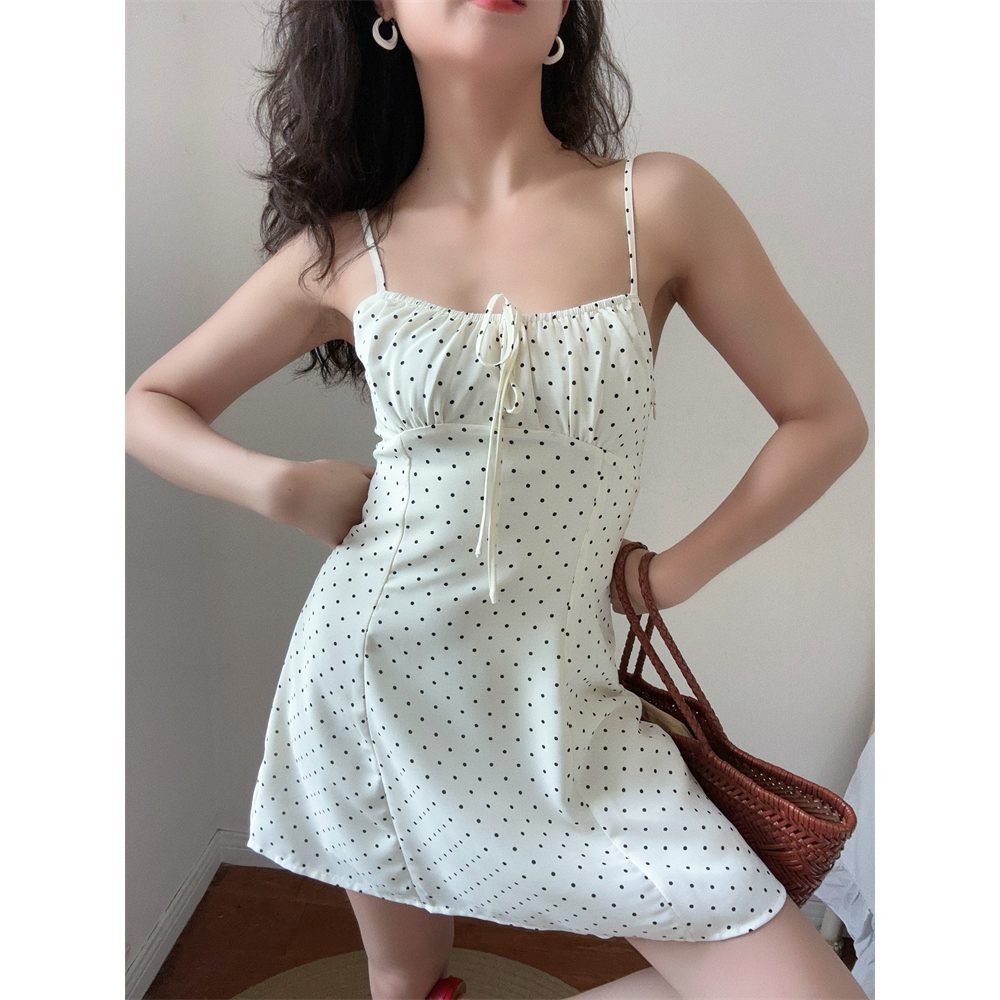 ✨Katti Polkadot Mini Dress✨มินิเดรสสั้น สายเดี่ยว ลายจุด _Gioia.991  ( #gii534 )