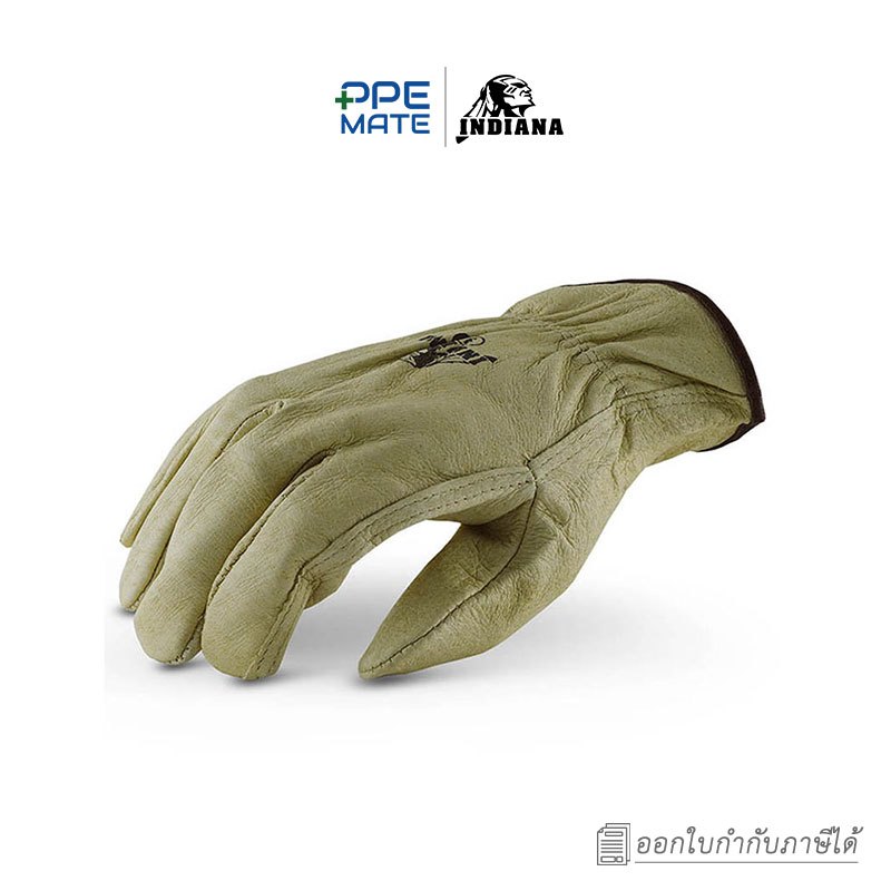 INDIANA Pigskin Leather(1 คู่)ถุงมือหนังผิวหมูข้อมือยางยืด | ผิวสัมผัสนุ่ม | ทนทานต่อการเสียดสี