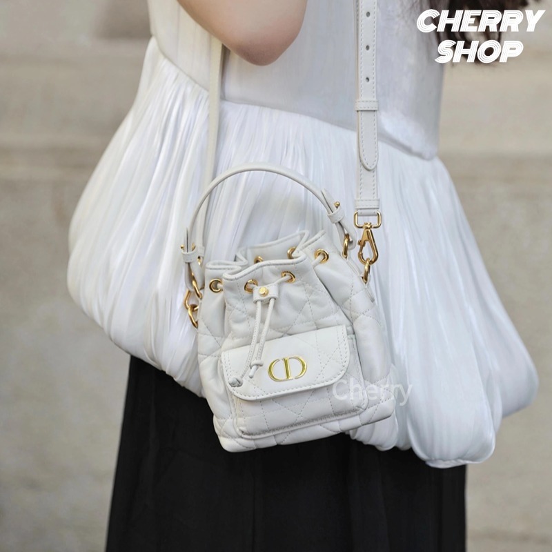 ดิออร์ 🍒Dior Micro Dior Caro Bucket Bag กระเป๋าถือผู้หญิง ใหม่ล่าสุด