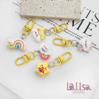 พวงกุญเเจสุดน่ารัก ลวดลายก้อนเมฆเเละสายรุ้งสุดน่ารัก alloy dogclips GM293