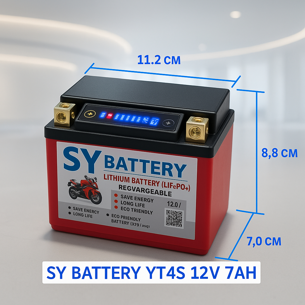 SY Battery แบตเตอรี่ลิเธียมไอออนฟอสเฟต LiFePO4 สำหรับมอเตอร์ไซค์ 12V 6.5 /13 AH/15AH/20AH/30AH