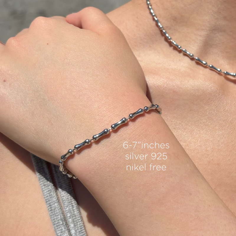 mooklyn.co BONELLE BRACELET silver925(เงินแท้)ชุบโรเดียม สร้อยข้อมือเงินแท้ โบเนลล์