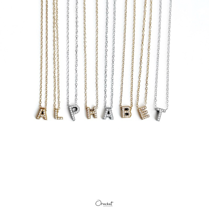 Alphabet 14k necklace ￼. (สร้อยคอจี้ตัวอักษร ตัวเรือนสแตนเลสสวยทน ใส่ลุยได้เลยไม่ต้องระวัง ไม่ลอกไม่ดำ)