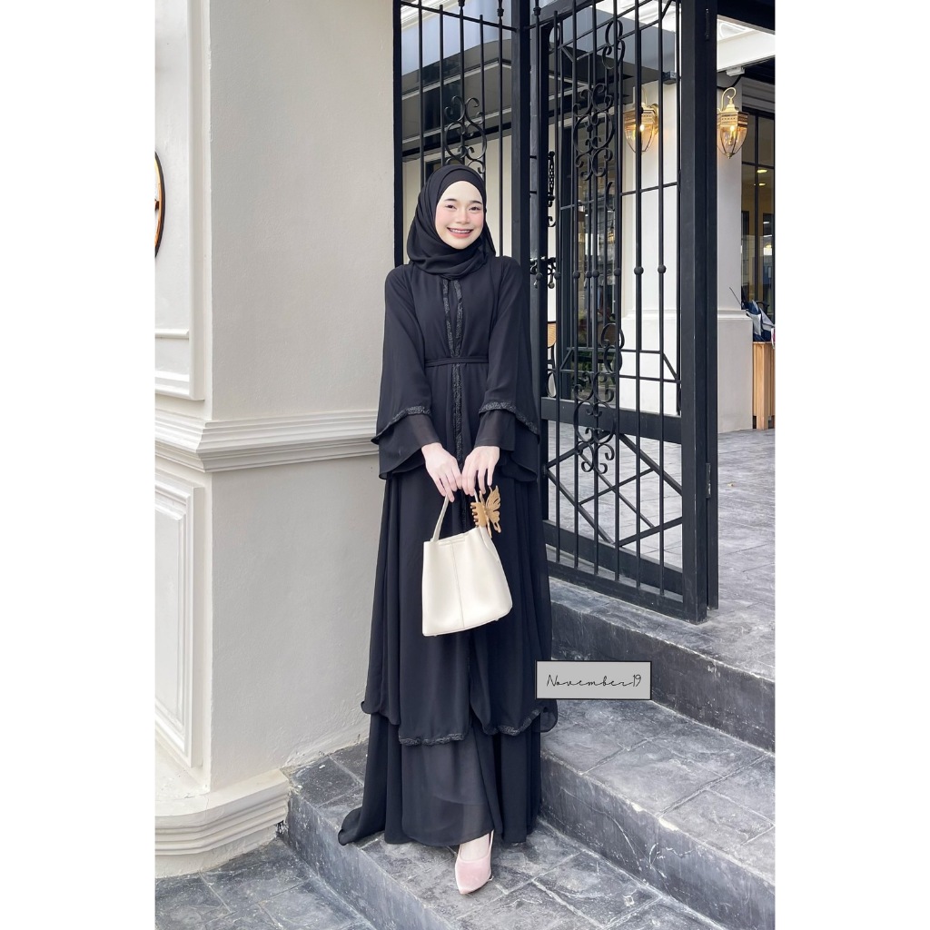 abaya อาบาย่าเดรสชีฟอง รุ่นชีฟองฮาบีบี ชุดพร้อมส่ง เดรสราคาถูก ชุดมุสลิมหญิง เดรสอิสลาม