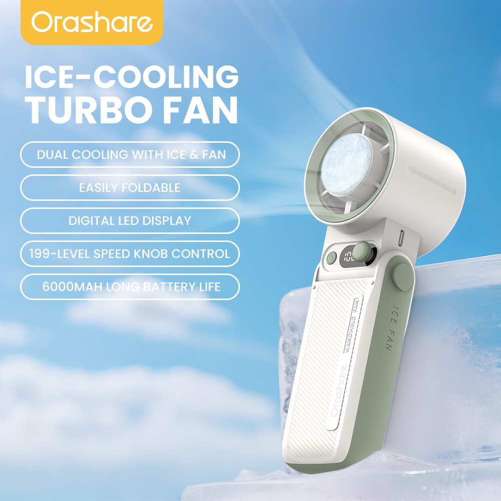 Orashare HF19Cระบายความร้อนแบบวามเร็วสูงขนาดเล็ก แบบพกพาพัดลม6000mAhพัดลม USB พับได้ พร้อม1-199เกียร