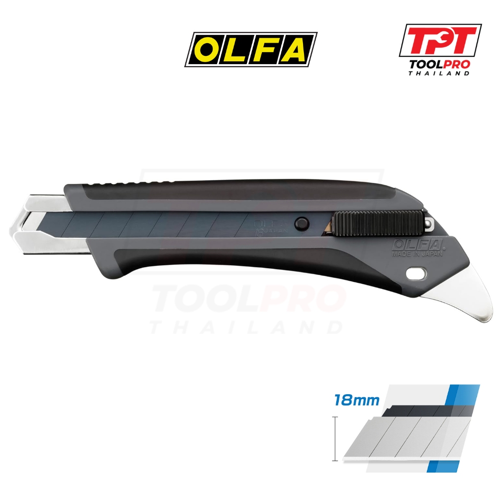 OLFA (Japan) คัตเตอร์มีด 18mm, Auto-Lock Cutter, X-Design, สีเทา / Grey (193B-GRY)