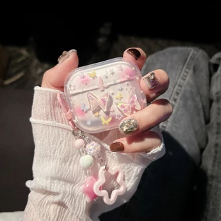 เคสหูฟัง Airpods4 ผีเสื้อ เคสใสการ์ตูนนูน Airpods เคสหูฟังบลูทูธ เคสหูฟังไร้สาย 1 2 pro pro2 gen gen2 gen3 Airpods3 4
