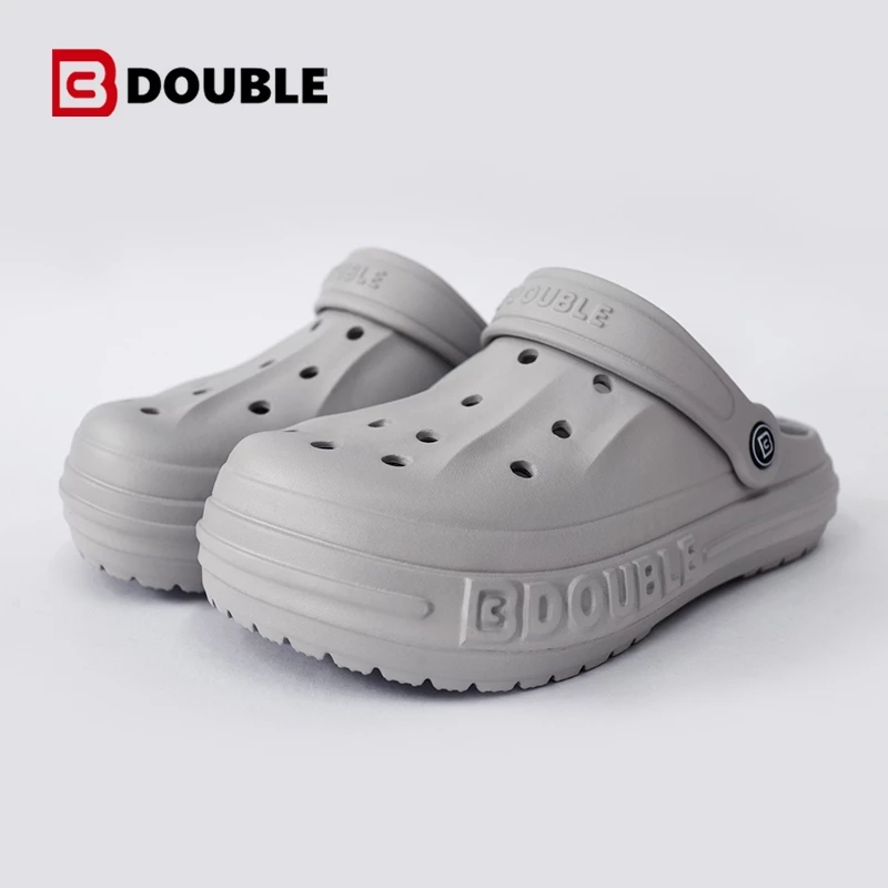 BB DOUBLE รองเท้าแตะ รูพรุน สีเทา สบายๆ ระบายอากาศ สำหรับผู้ชายผู้หญิง TF104