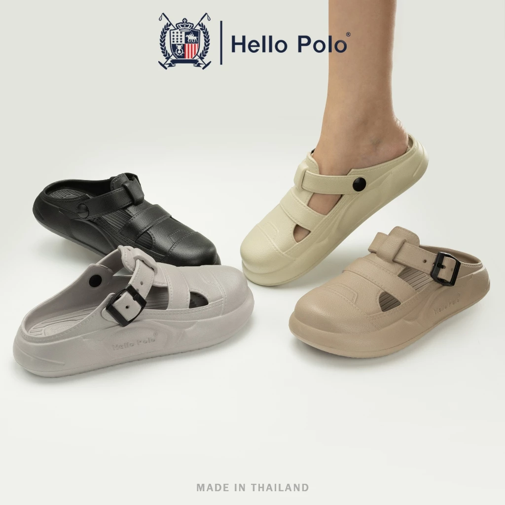 Hello Polo รองเท้าเปิดส้น รองเท้าแตะกันลื่น UNISEX วัสดุ EVA ทนต่อการสึกหรอ แฟชั่น ส้นหนา 3.5 ซม พื้นนุ่มมาก HP8049