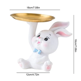 (ส่งจากไท) ถาดเรซิ่น รูปปั้นกระต่าย สําหรับตกแต่งบ้าน ถาดเก็บเครื่องประดับ รูปปั้นกระต่าย สําหรั บตกแต่งห้องนั่งเล่น