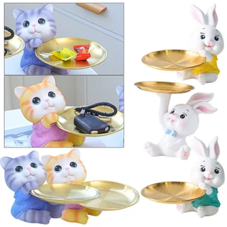 (ส่งจากไท) ถาดเรซิ่น รูปปั้นกระต่าย สําหรับตกแต่งบ้าน ถาดเก็บเครื่องประดับ รูปปั้นกระต่าย สําหรั บตกแต่งห้องนั่งเล่น