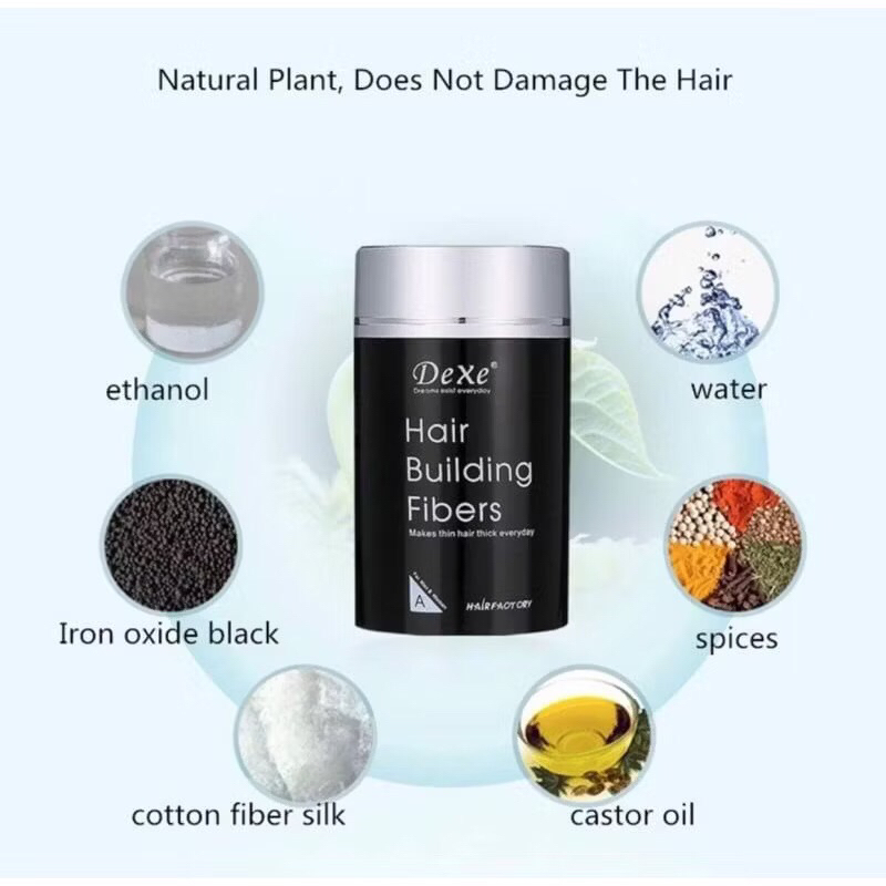 🔥แท้💯%🔥 ผงไฟเบอร์เพิ่มผมหนา ปิดผมบาง Dexe hair building fiber ขนาด 22 กรัม