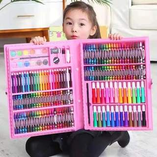ชุดระบายสี *สีเทียน พาเลทชุดระบายสี ของเล่นเด็กผู้หญิง เซ็ทใหญ่ 150-208ชิ้น ชุดกล่องสี รวมสีไม้ สีเทียน สีน้ำ ปากกา