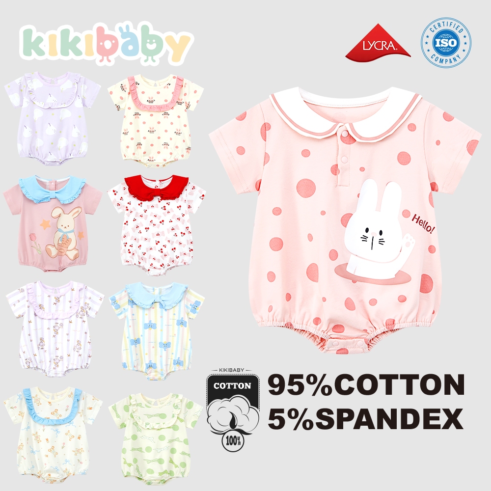 [66-90] ชุดจั๊มสูทรอมเปอร์ ลายการ์ตูน สําหรับเด็ก 3-12 เดือน ชุดรอมเปอร์ ลายสัตว์น่ารัก แฟชั่นฤดูร้อน KIKIBABY_QP0001