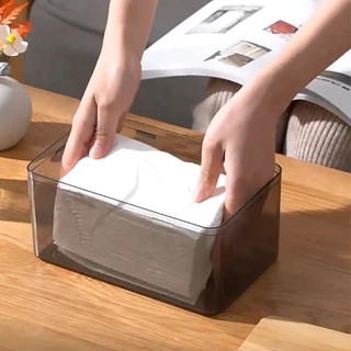 HOPTECH กล่องใส่ทิชชู่ ฝาไม้ กล่องใส่ทิชชู่มินิมอล หลากหลายแบบ (รุ่นใส)