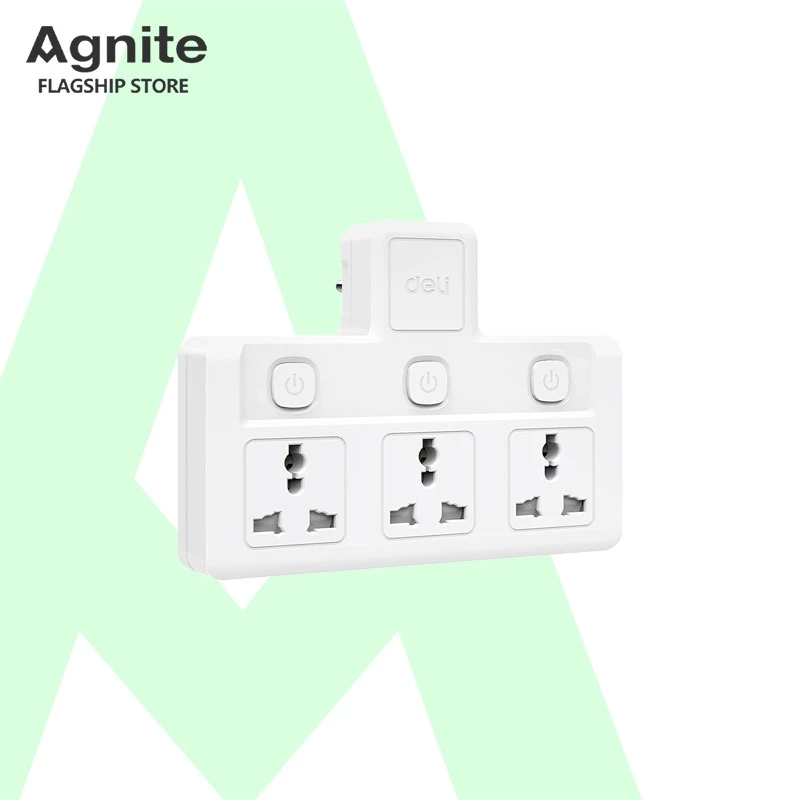 Agnite ปลั๊กไฟ กำลังไฟ 10A 2500W ปลั๊กแปลง อแดปเตอร์แบบสากล ทนความร้อนได้ 750 องศา Universal Adapter