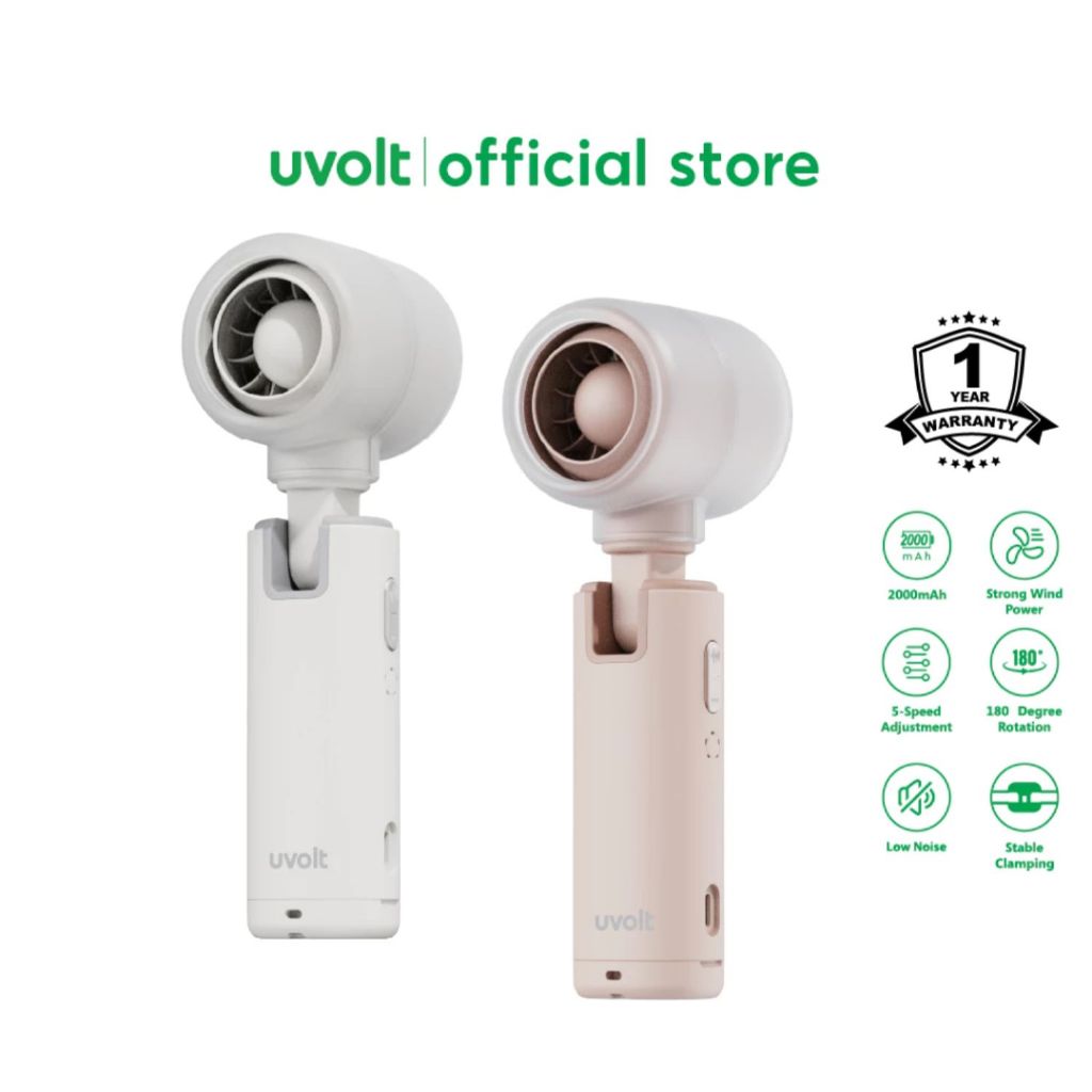 Uvolt UVHF-02 พัดลมพกพา ใช้งานได้นาน 6 ชั่วโมง Handheld Fan ปรับได้ 5 ระดับ แบตเตอรี่ 2000mAh [รับปร