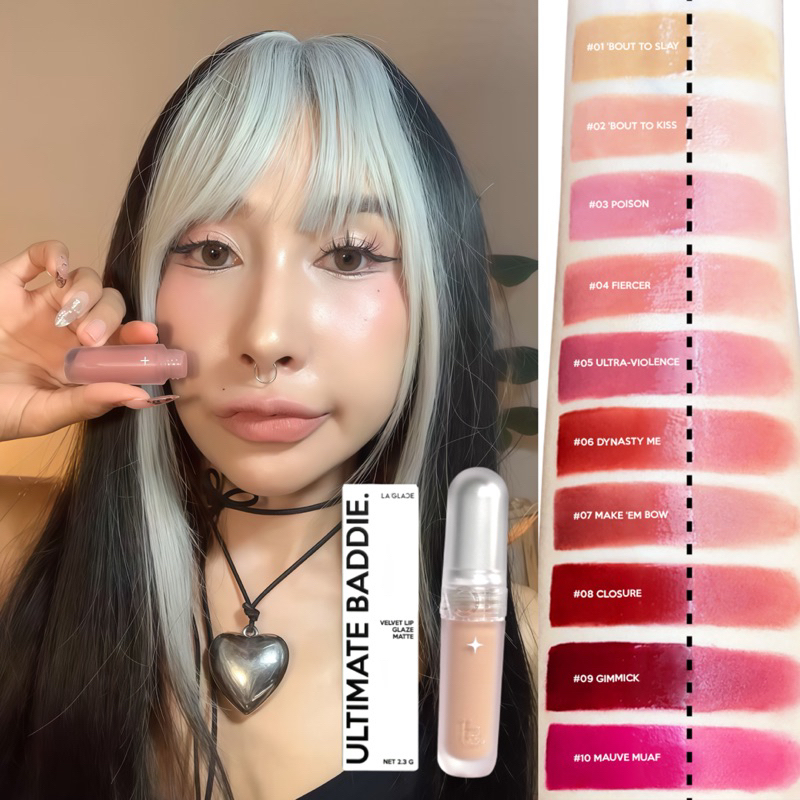 (กดในไลฟ์ เหลือ 99.-) La Glace Ultimate Baddie Lip Matte : ลิปแมทลากลาส มี 10 เฉดสี เนื้อกำมะหยี่ นุ่มสบายปาก ไม่แห้ง