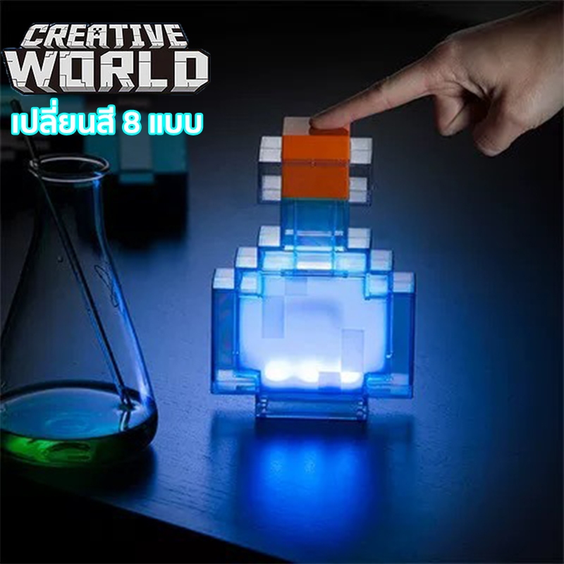 หลอดไฟ led รูปเกม Minecraft เปลี่ยนสีได้ ของเล่นมายคราฟ แบบชาร์จไฟได้