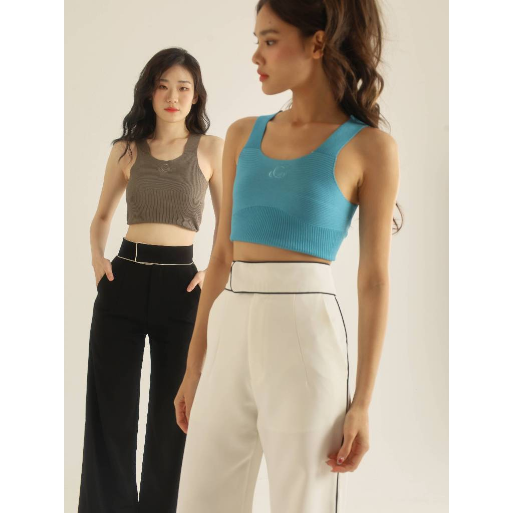 COPPER.BKK Latte Pants    กางเกงขายาว ขอบยื่น เอวสูง