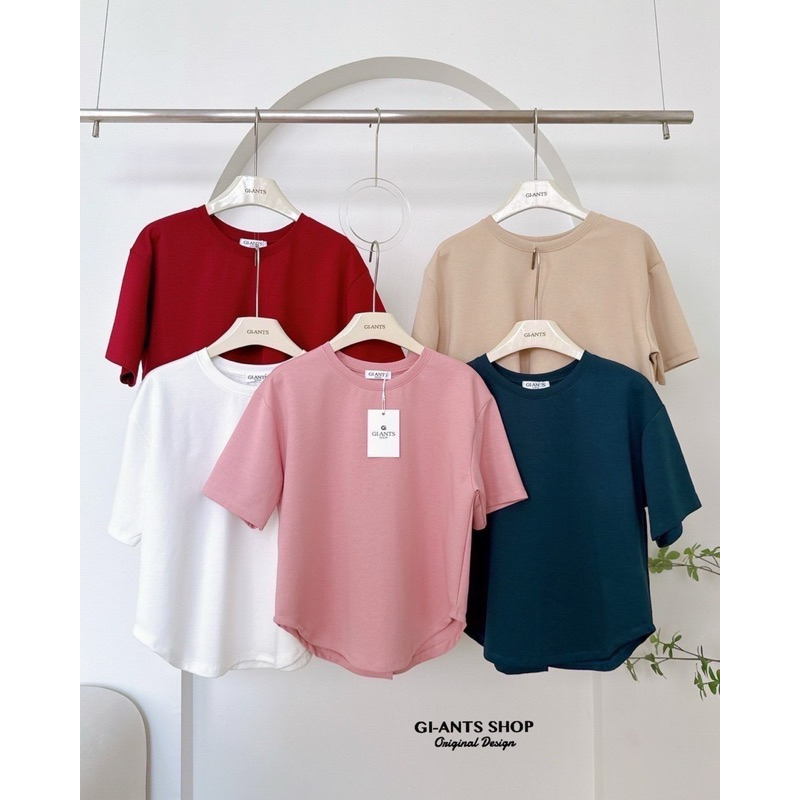 GI-ANTS(GI-447)เสื้อยืดคอกลมผ่าข้าง ทรงOversize ปักLOEWE ไหล่ตก