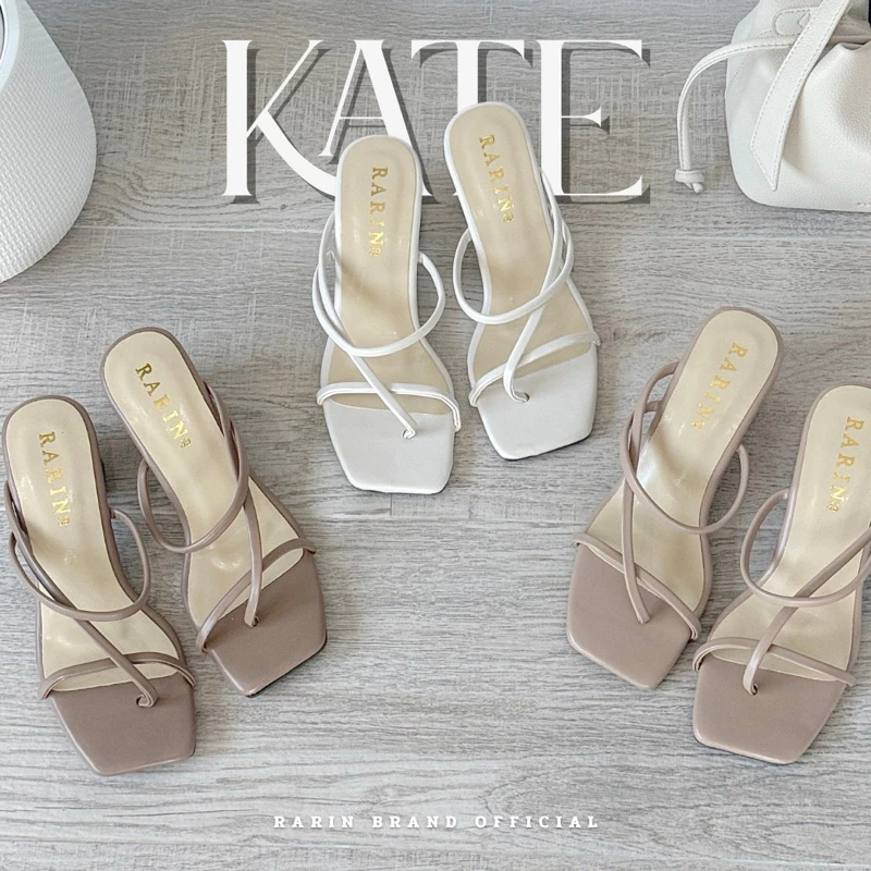 Rarin รุ่น [ Kate ] รองเท้าส้นกลม สูง 2 นิ้ว สวยหรูมาก ** เท้าไม่เรียวบวกเพิ่มไซส์**