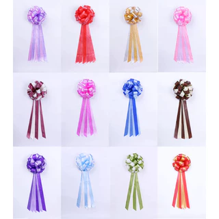 โบว์รูดตะกร้อ โบว์หางยาว โบว์ตกแต่ง โบว์ของขวัญ โบว์แต่งรถ ขนาด30mm มี12สีให้เลือก