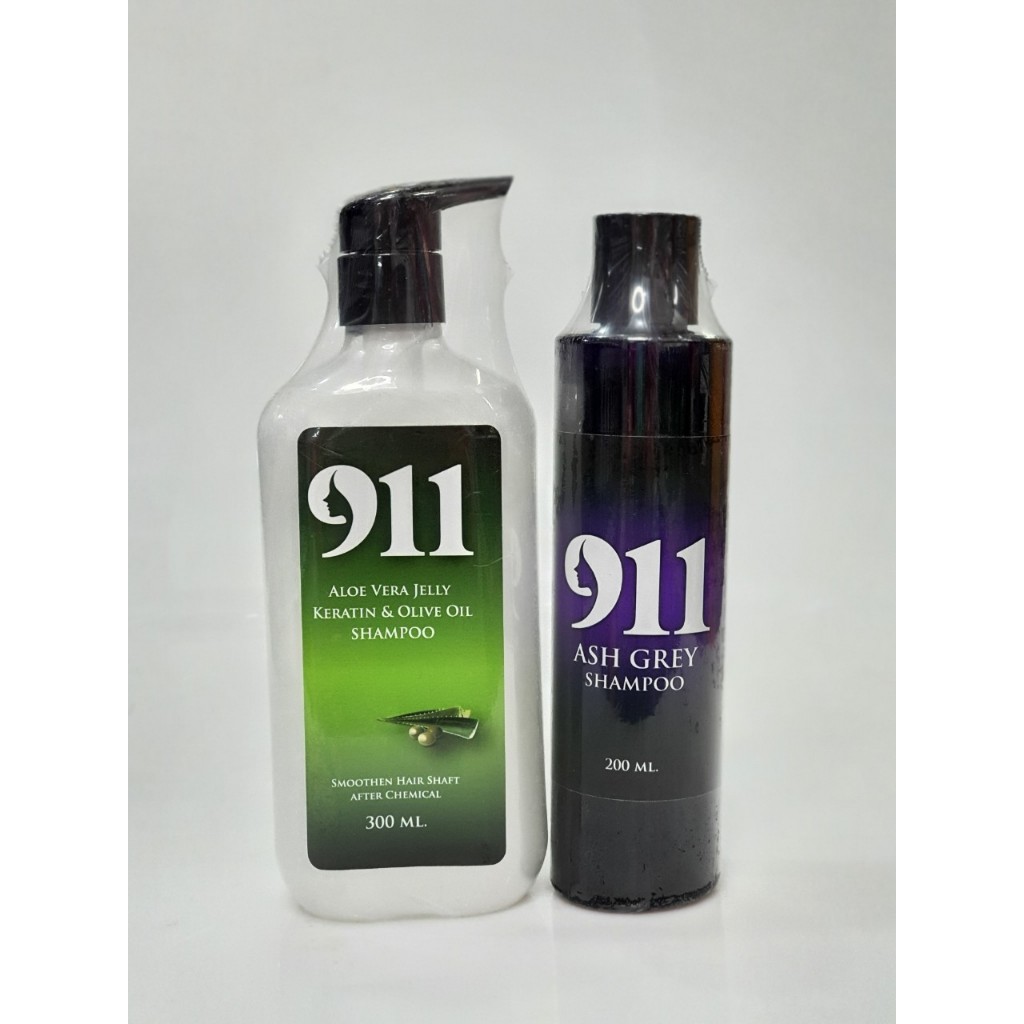 แชมพูม่วง + แชมพูเคราตินเจลลี่ 911 รักษาสีผม เพิ่มประกายเทาหม่น