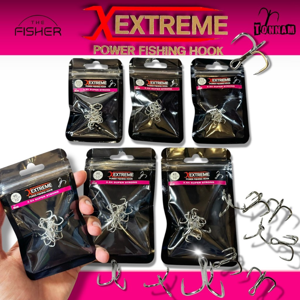 A07 TONNAM เบ็ดสามทาง Extreme 3.5 X ความหนาพิเศษ เคลือบกันสนิมใช้ได้กับทั้งงานน้ำจืดและน้ำเค็ม