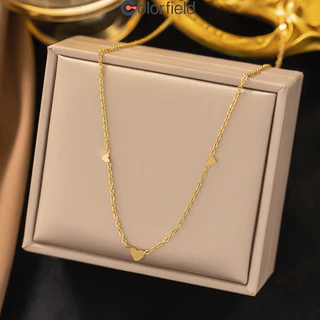Colorfield 18kเหล็กไทเทเนียม สร้อยคอจี้หัวใจ แฟชั่น เรียบง่าย ละเอียดอ่อน ปรับได้ ไม่ซีดจาง สามารถสวมใส่ในห้องอาบน้ำ
