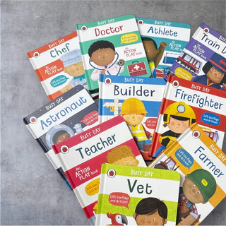 Busy day and action play book หนังสือภาษาอังกฤษ เกี่ยวกับอาชีพต่างๆ Lady bird board book