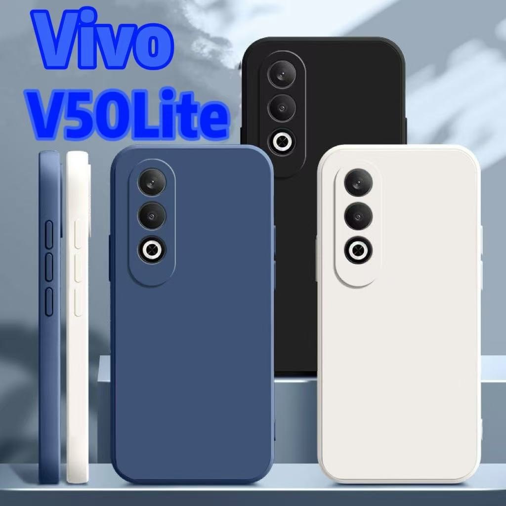 เคส สำหรับ Vivo V60lite V50lite ซิลิโคนนิ่ม กำมะหยี่ สีพาสเทล แบบคลุมกล้อง ดีไซน์หรูหรา ยกขอบกล้อง เคสโทรศัพท์