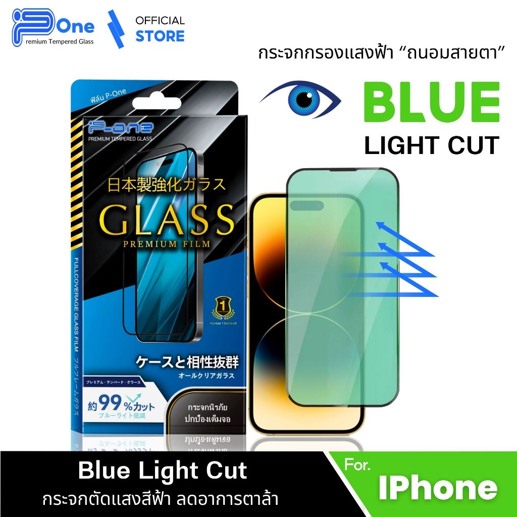 ฟิล์ม iphone กระจก แสงเขียว ป้องกันตา เต็มจอ 13 11 16Promax 16 17 15Pro 12Pro Air 17Pro Max 17Pro