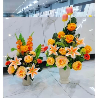 (แจกันแบบสุ่ม)ฟรีก้านเสียบ+การ์ด แจกันดอกไม้ประดิษฐ์ แจกันดอกไม้ปลอม งานเกษียณ ดอกไม้ขึ้นบ้านใหม่ แจกันแสดงความยินดี
