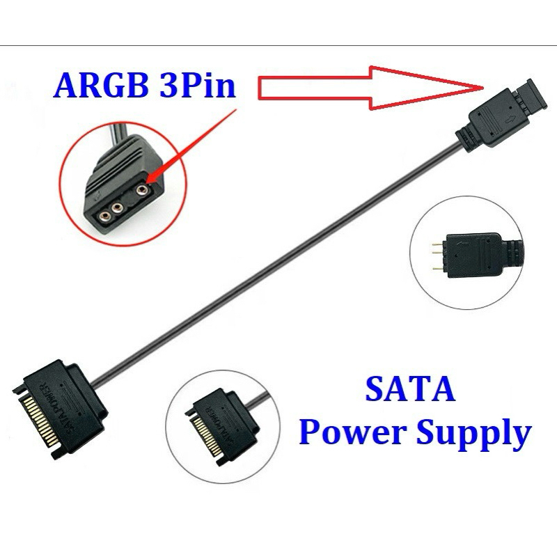 สายแปลง SATA To ARGB 3pin 5V Manual Control