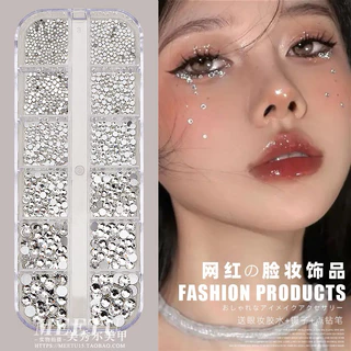 💎เพชรอย่างดี สำหรับติดเล็บ สีใส/สีรุ้งสุดฮิต มีหลายไซต์ในกล่อง