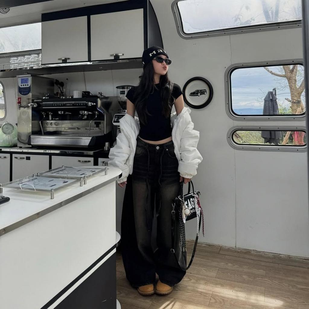 [แถมสายให้] Karants XS-4XL กางเกงยีนส์ทรงตรงพื้นฐาน ขากว้างพิเศษแบบ Unisex KQ99 สำหรับผู้ชายและผู้หญิง สไตล์ - KQ99 - รูปที่ 5