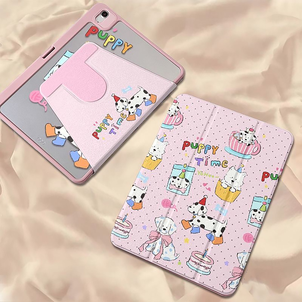 ✨ส่ง24ชม✨เคส iPad Air8 Air6 11 Gen10 ที่ใส่ปากกา สุนัขลายจุด เคสiPadหมุน 360°Gen11 Air7 11/13 Gen12