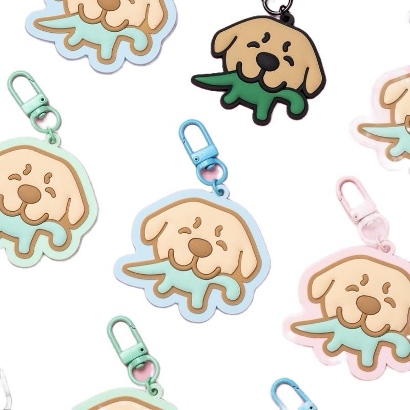 Logo Keychain พวงกุญแจ ยางซิลิโคน ปั๊มลายโลโก้จุ๊มเหม่งคาบพี่ไดโน่ สีดำและสีพาสเทล