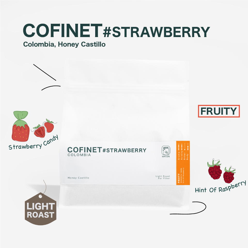 Matori Coffee Roaster เมล็ดกาแฟคั่วอ่อน Colombia, Cofinet #Strawberry Honey Castillo