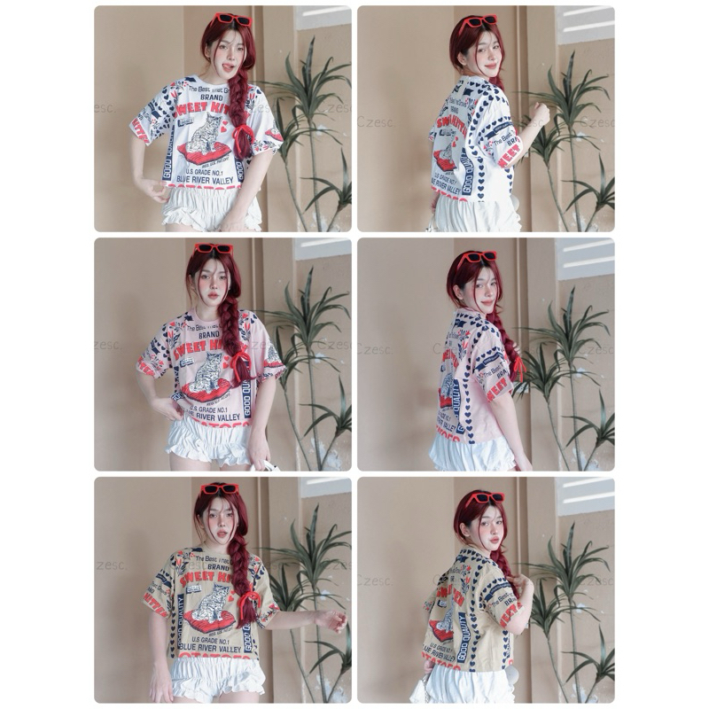 เสื้อครอป พิมพ์ลาย เสื้อยืด เสื้อโอเวอร์ไซส์ เสื้อวินเทจ ราคา ถูกที่สุด ดีลบีเคเค