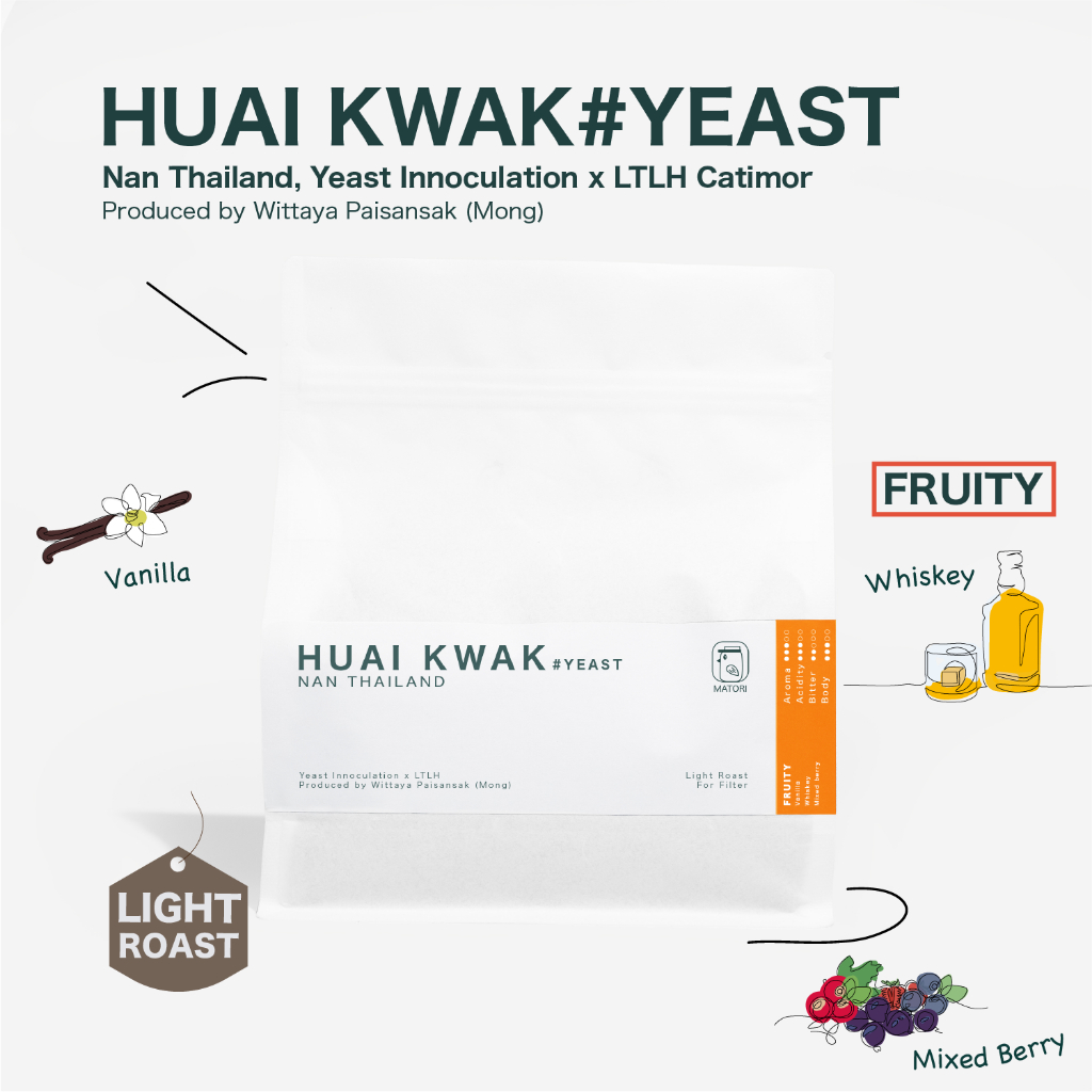 Matori Coffee Roaster เมล็ดกาแฟคั่วอ่อน Thailand, Nan, Huai Kwak #Yeast
