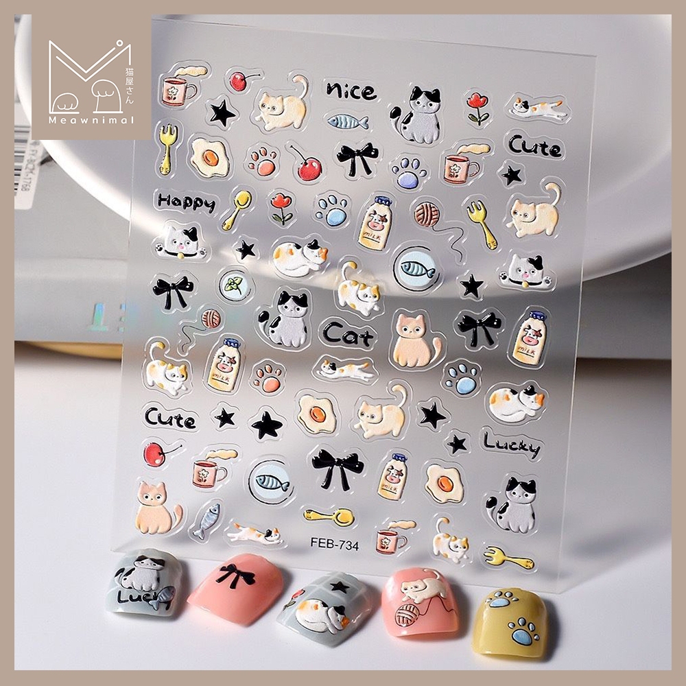 แผ่นสติ๊กเกอร์ ลายแมวขนาดเล็กน่ารัก ติดโทรศัพท์ macbook จอคอมพิวเตอร์ ติดเล็บก็ยังน่ารัก [Meawnimal]