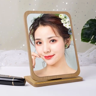 AD159_shop กระจก แต่งหน้า ตั้งโต๊ะ มินิมอล ลายไม้ ปรับองศาได้ แนวตั้ง/แนวนอน/ทรงกลม/สีเหลี่ยม A360
