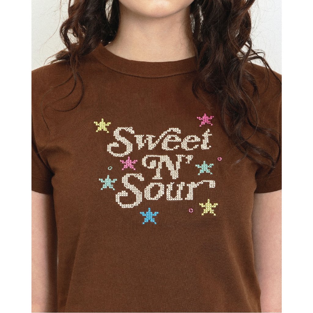 T-shirt Sweet N Sour (งานปัก เสื้อยืดสีน้ำตาล)